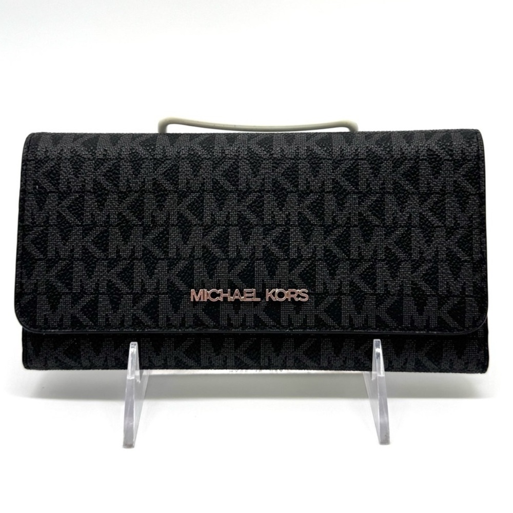 Michael Kors Large Trifold Wallet Black Signature